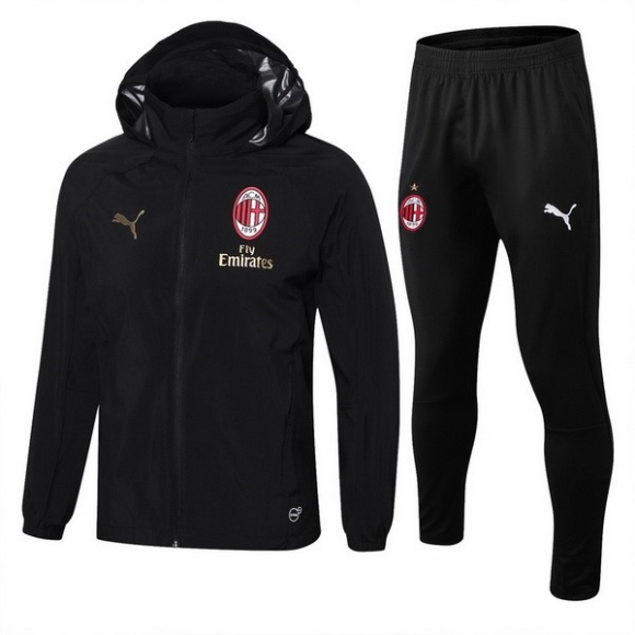 Felpa A Vento Set Completo AC Milan 2018/19 Nero