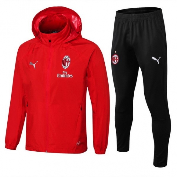 Felpa A Vento Set Completo AC Milan 2018/19 Rosso
