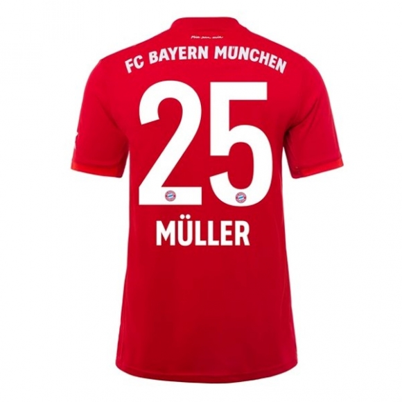 Maglia Bayern Munich NO.25 Muller Home 2019/20 Rosso