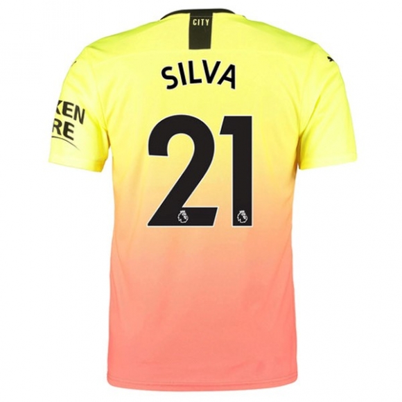 Maglia Manchester City NO.21 Silva Terza 2019/20 Arancione