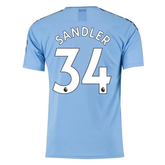 Maglia Manchester City NO.34 Sandler Home 2019/20 Blu