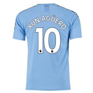 Maglia Manchester City NO.10 Kun Aguero Home 2019/20 Blu