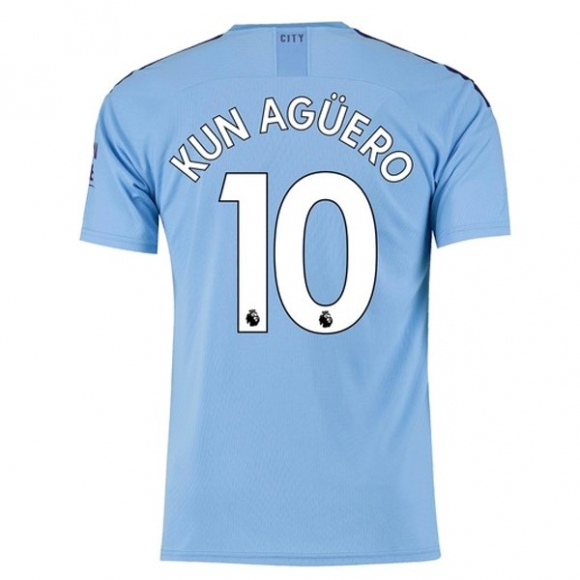 Maglia Manchester City NO.10 Kun Aguero Home 2019/20 Blu