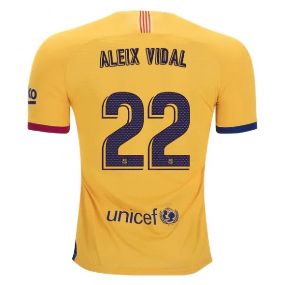 Maglia Barcellona NO.22 Aleix Vidal Away 2019/20 Giallo