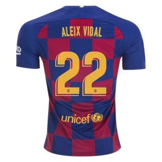 Maglia Barcellona NO.22 Aleix Vidal Home 2019/20 Blu Rosso
