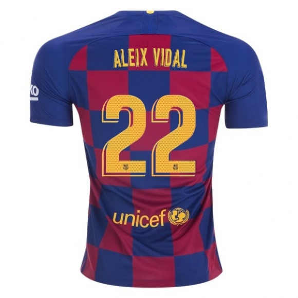 Maglia Barcellona NO.22 Aleix Vidal Home 2019/20 Blu Rosso