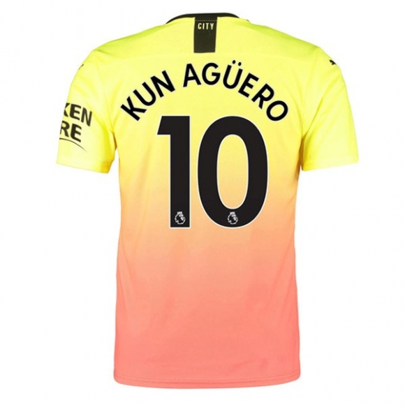 Maglia Manchester City NO.10 Kun Aguero Terza 2019/20 Arancione