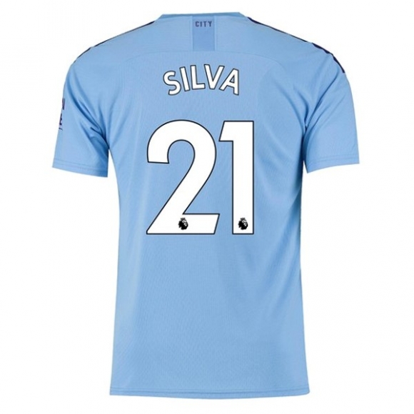 Maglia Manchester City NO.21 Silva Home 2019/20 Blu