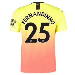 Maglia Manchester City NO.25 Fernandinho Terza 2019/20 Arancione