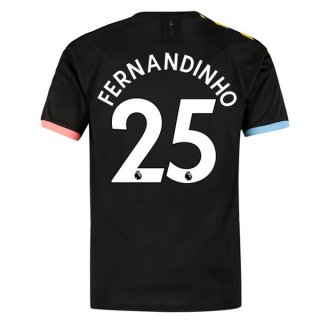 Maglia Manchester City NO.25 Fernandinho Away 2019/20 Nero