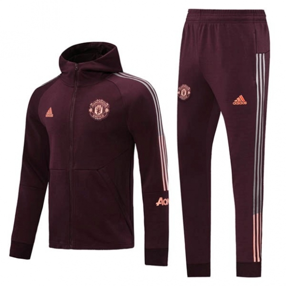Felpa Cappuccio Manchester United 2020/21 Borgogna