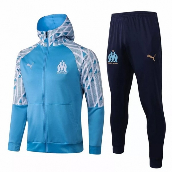 Felpa Cappuccio Marseille 2021/22 Blu Bianco
