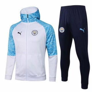 Felpa Cappuccio Manchester City 2021/22 Blu Bianco
