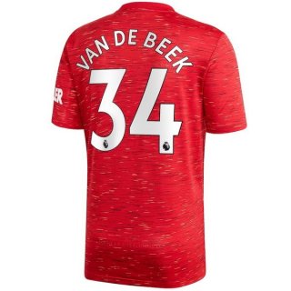 Maglia Manchester United NO.34 Van De Beek Home 2020/21 Rosso