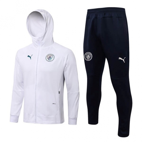 Felpa Cappuccio Set Completo Manchester City 2022/23 Bianco