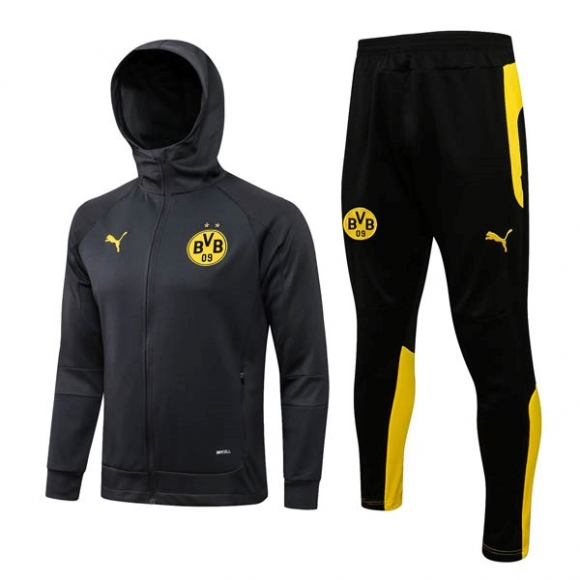 Felpa Cappuccio Set Completo Borussia Dortmund 2022/23 Grigio
