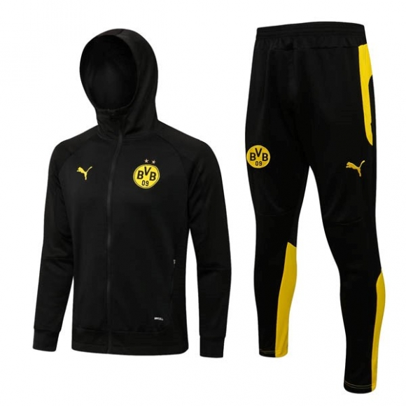 Felpa Cappuccio Set Completo Borussia Dortmund 2022/23 Nero Giallo