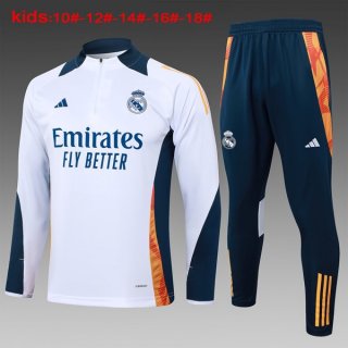 Bambino Felpa Allenamento Real Madrid 2024/25 Bianco Blu 3