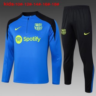 Bambino Felpa Allenamento Barcellona 2024/25 Blu Nero 3