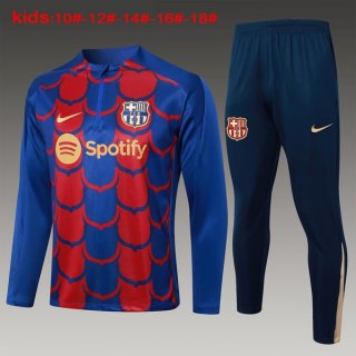 Bambino Felpa Allenamento Barcellona 2024/25 Blu Rosso 3
