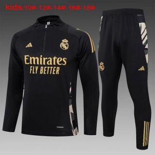 Bambino Felpa Allenamento Real Madrid 2024/25 Nero Giallo 3