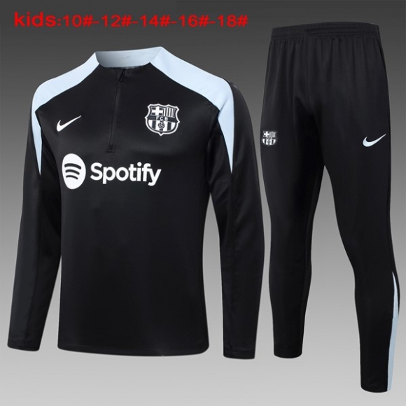 Bambino Felpa Allenamento Barcellona 2024/25 Nero Grigio 3