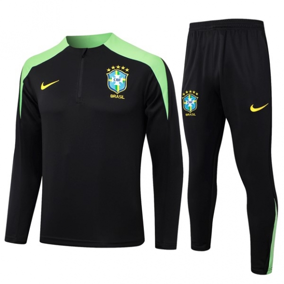 Felpa Allenamento Brasile 2024/25 Nero Verde 3