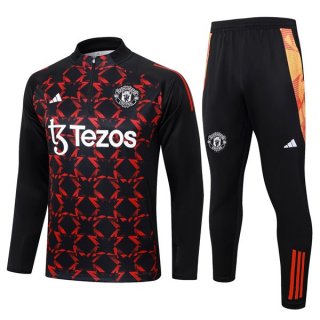 Felpa Allenamento Manchester United 2024/25 Rosso Nero 3