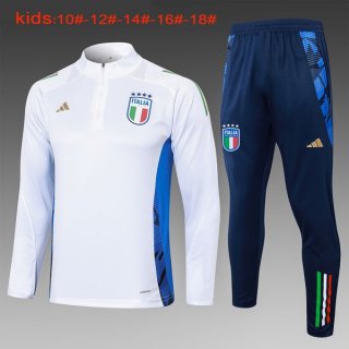 Bambino Felpa Allenamento Italia 2024/25 Bianco Blu 3