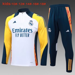 Bambino Felpa Allenamento Real Madrid 2024/25 Bianco Giallo 4