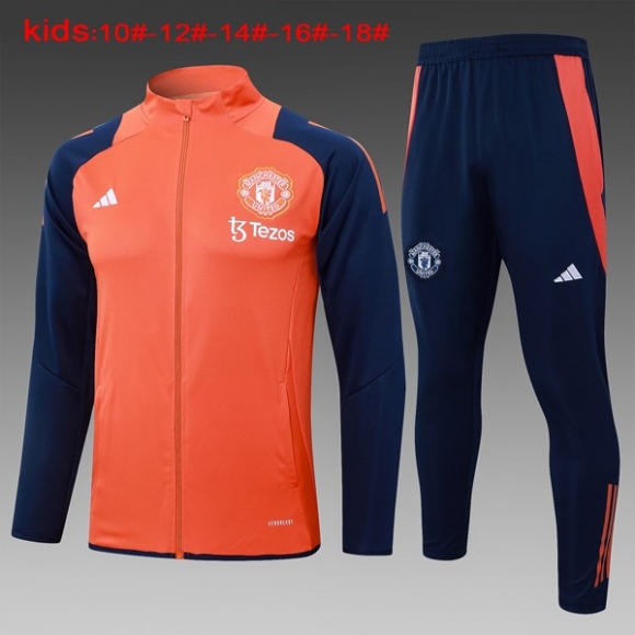 Bambino Giacca Manchester United 2024/25 Arancione Blu 3
