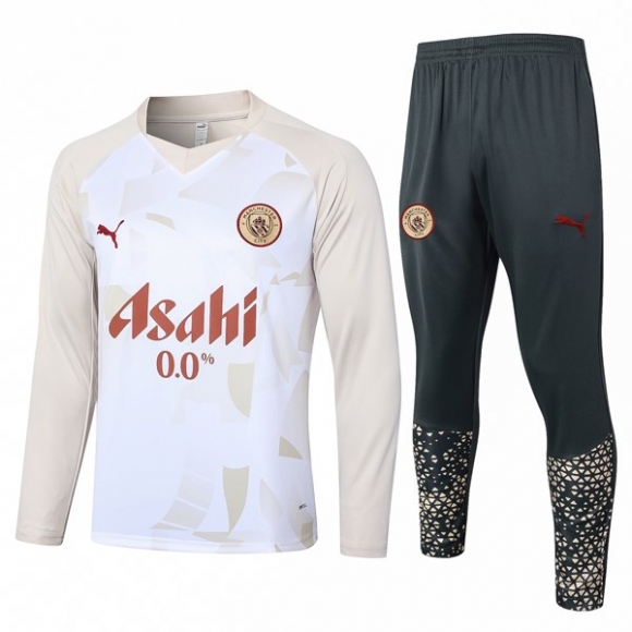 Felpa Allenamento Manchester City 2024/25 Bianco Giallo