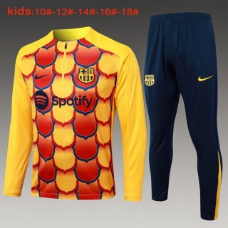 Bambino Felpa Allenamento Barcellona 2024/25 Giallo Rosso 3