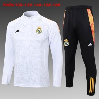 Bambino Felpa Allenamento Real Madrid 2024/25 Bianco Grigio 3