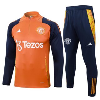Felpa Allenamento Manchester United 2024/25 Arancione Blu 3