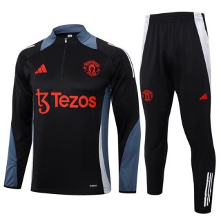 Felpa Allenamento Manchester United 2024/25 Nero Grigio 3