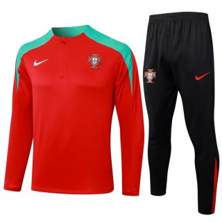 Felpa Allenamento Portogallo 2024/25 Rosso Verde 3