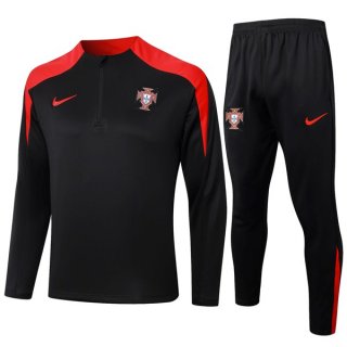 Felpa Allenamento Portogallo 2024/25 Nero Rosso 3