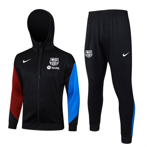 Felpa Cappuccio Barcellona 2024/25 Nero Blu 3