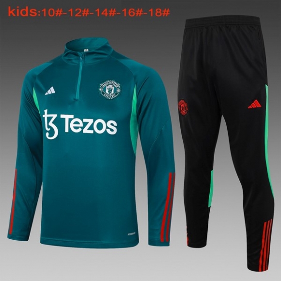 Bambino Felpa Allenamento Manchester United 2024/25 Verde 3