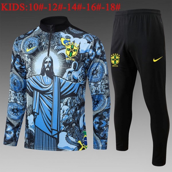 Bambino Felpa Allenamento Brasile 2024/25 Blu