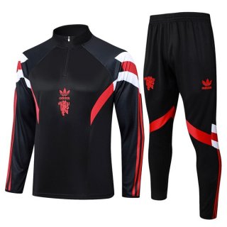 Felpa Allenamento Manchester United 2024/25 Nero Rosso