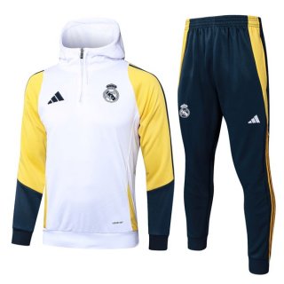 Felpa Cappuccio Real Madrid 2024/25 Bianco Giallo 2