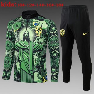 Bambino Felpa Allenamento Brasile 2025/26 Verde