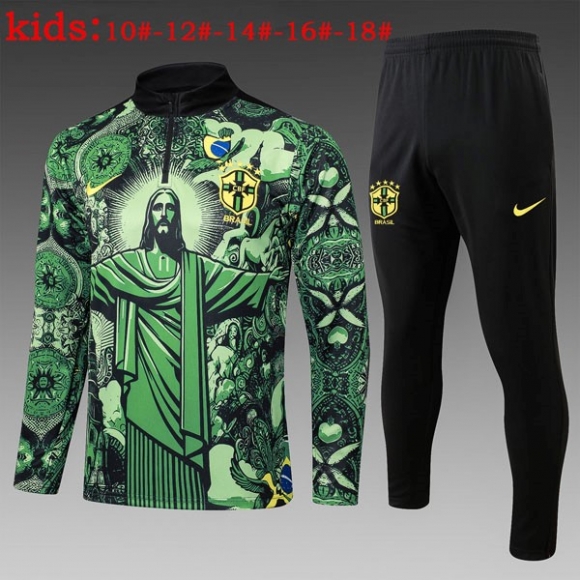 Bambino Felpa Allenamento Brasile 2025/26 Verde