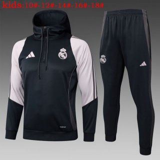 Bambino Felpa Cappuccio Real Madrid 2025/26 Nero Rosa