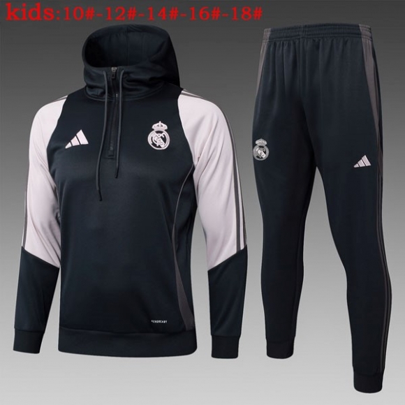 Bambino Felpa Cappuccio Real Madrid 2025/26 Nero Rosa