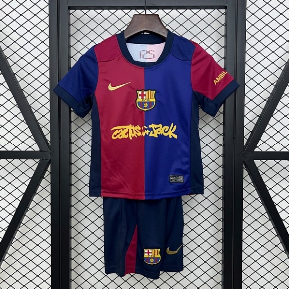 Maglia Barcellona Home Bambino Limited Edition Travis Scott 2024-2025