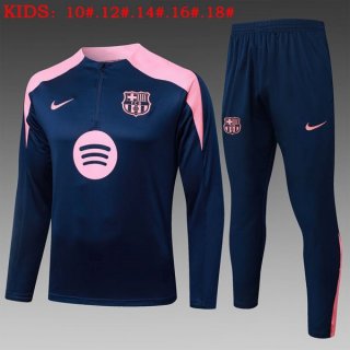 Bambino Felpa Allenamento Barcellona 2025-2026 Blu Rosa 3