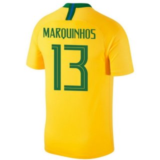 Maglia Brasile Home Marquinhos 2018 Giallo
